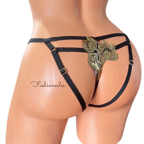 Victorias Secret Very Sexy Band of Lovers Gold Details Caged Bikini panty black - Picture 4 of 8